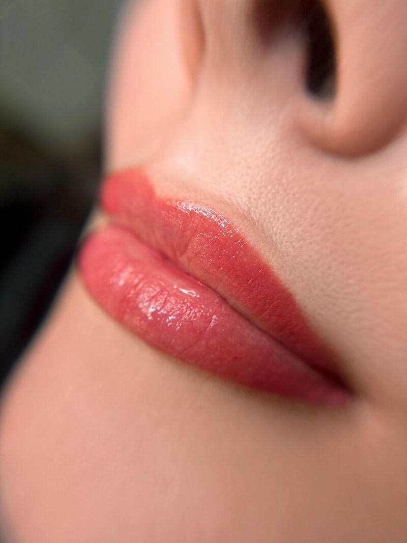 Lip blush, healed